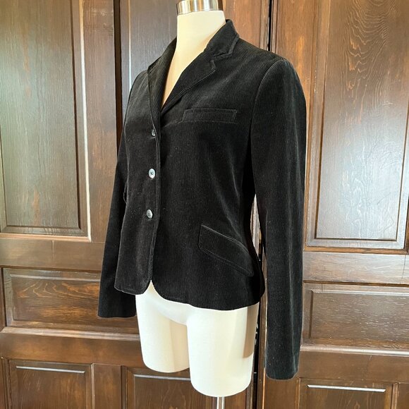 Ralph Lauren Blue Label Women's 10 Black Corduroy Blazer 3 Button Vintage Cotton - Picture 2 of 11